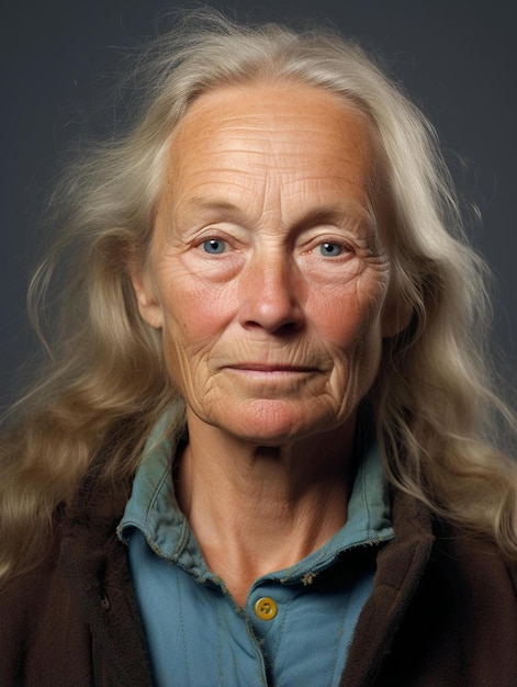 Portrait photo of german senior adult female straight hair