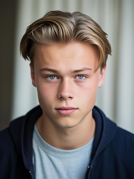 Portrait photo of german teenage male straight hair