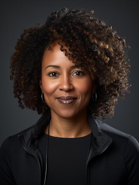 Portrait photo of kenyan senior adult female curly hair