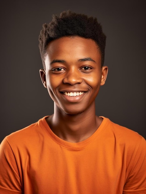 Portrait photo of kenyan teenage male wavy hair smiling