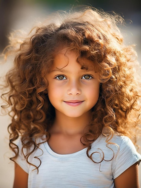 Portrait photo of kenyan toddler female wavy hair smiling