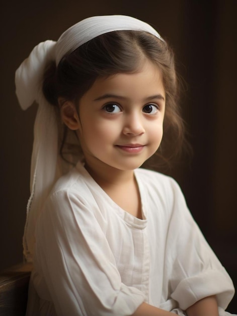 Портретное фото улыбающейся ливанской девочки с прямыми волосами