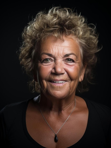 Portrait photo of lebanese senior adult female curly hair