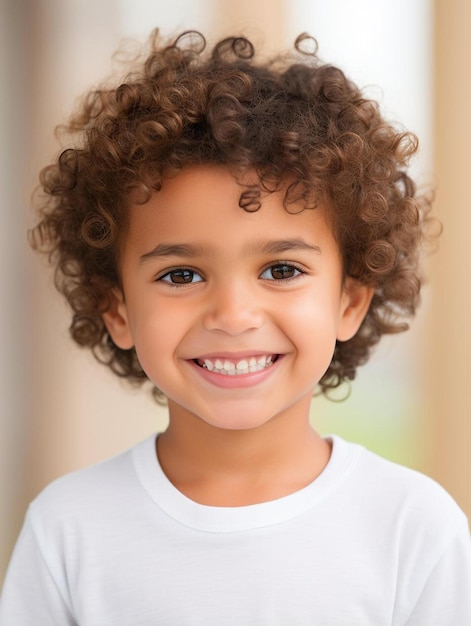 Portrait photo of lebanese toddler male curly hair smiling