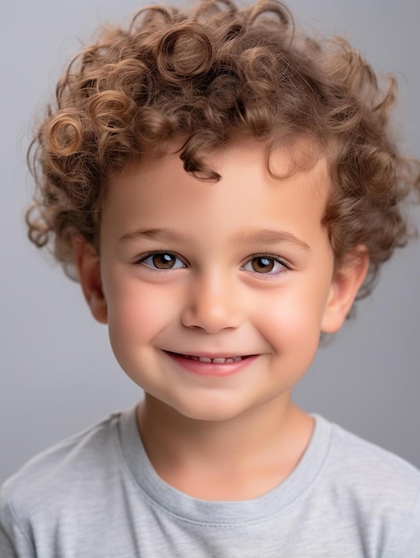 Portrait photo of lebanese toddler male curly hair smiling