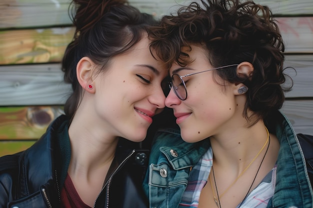 Photo portrait photo of a lesbian couple generative ai