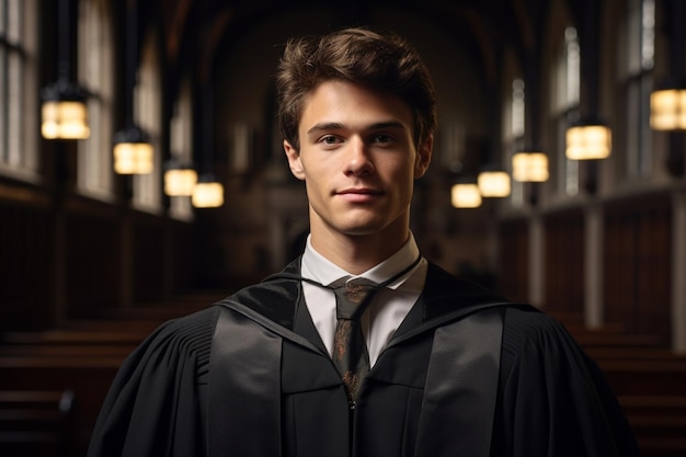 Portrait photo of a male college graduation