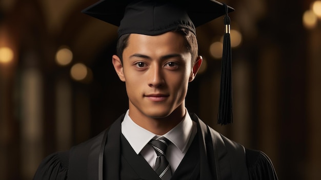 portrait photo of a male college graduation