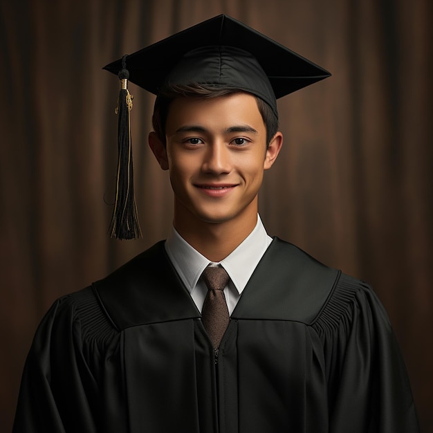 portrait photo of a male college graduation