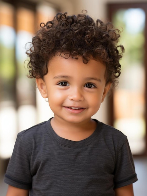 Portrait photo of mexican toddler male curly hair