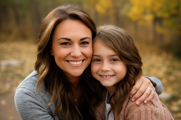 Photo portrait photo of mom and daughter family