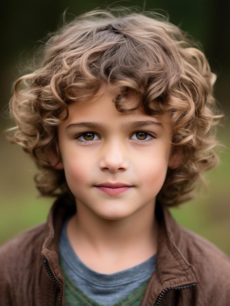 Portrait photo of new zealander child male curly hair