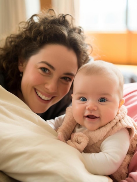 Photo portrait photo of new zealander infant female curly hair