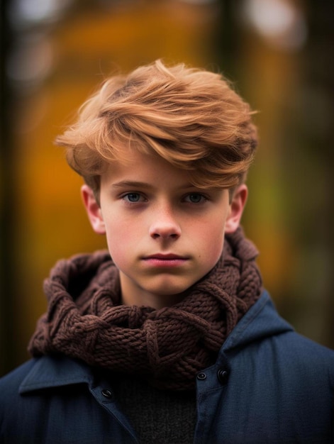 Photo portrait photo of new zealander teenage male curly hair