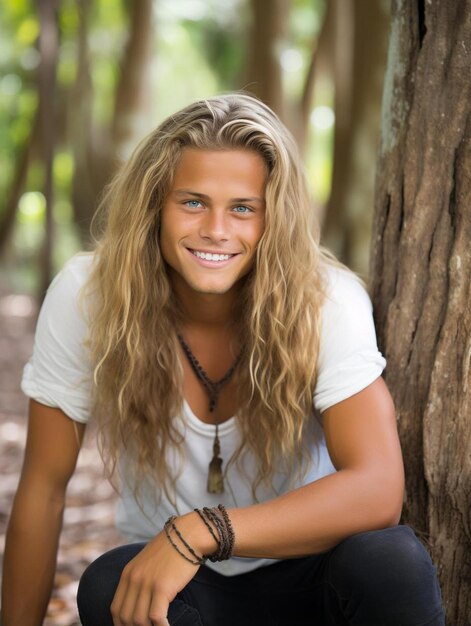 Portrait photo of new zealander teenage male straight hair