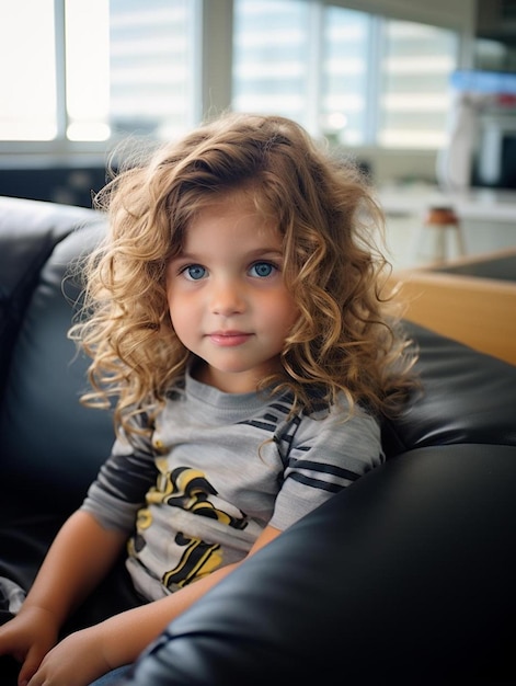 Portrait photo of new zealander toddler female wavy hair