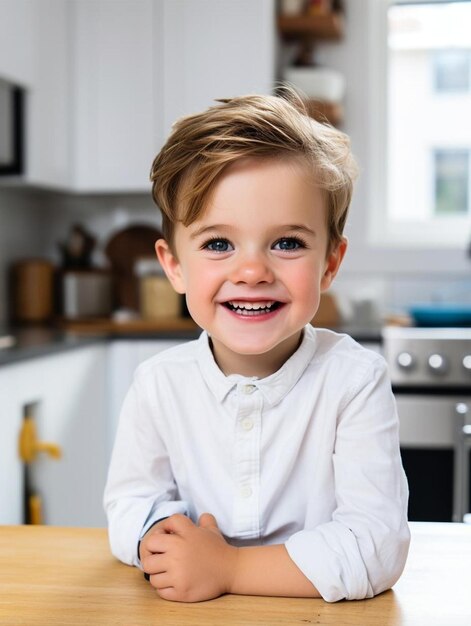 ニュージーランド人の幼児男性のストレートヘアの肖像写真