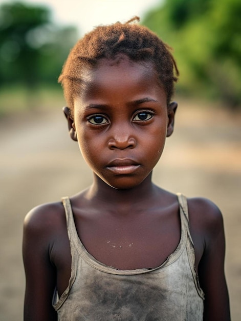 Portrait photo of nigerian child female straight hair