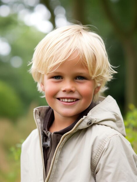 写真 笑顔を浮かべるイギリス人の子供の肖像画