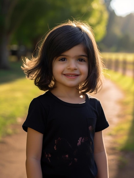 写真 ニュージーランド人の子供女性のストレートの髪の肖像写真