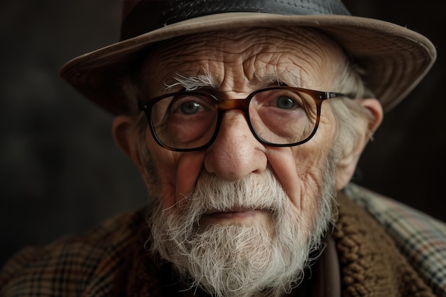 Portrait Photo of an Old Man Generative AI