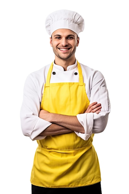 Портретное фото реалистично улыбающегося шеф-повара