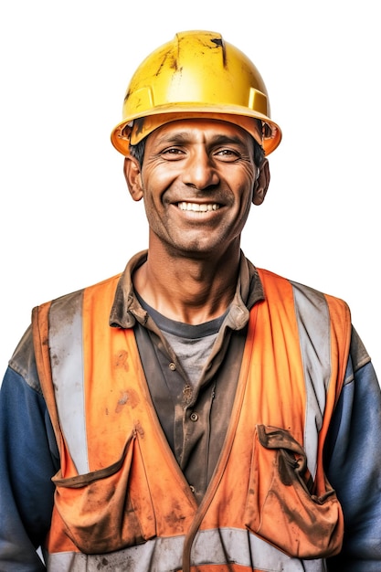 A portrait photo of a realistic smiling Construction worker