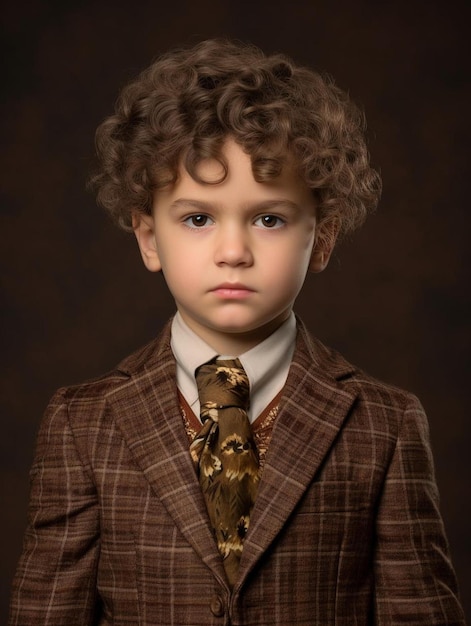 Portrait photo of russian infant male curly hair