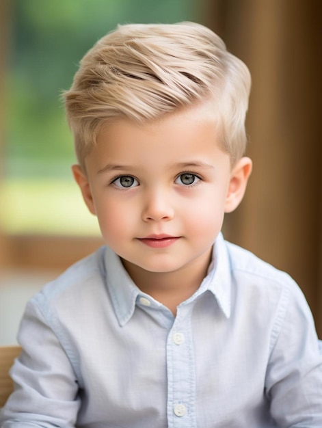 Portrait photo of russian infant male straight hair