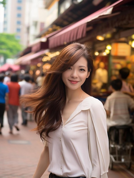 Portrait photo of singaporean senior adult female curly hair