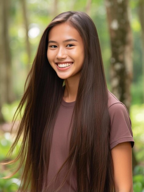 Photo portrait photo of singaporean teenage female straight hair