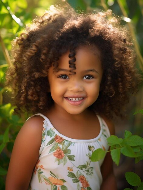 Portrait photo of south african child female wavy hair