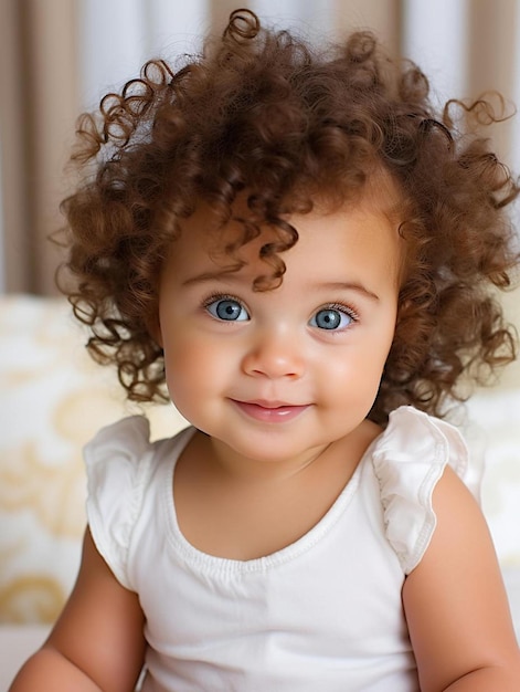 Portrait photo of south african infant female curly hair