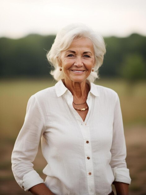 Portrait photo of spanish senior adult female straight hair