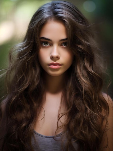 Photo portrait photo of spanish teenage female wavy hair
