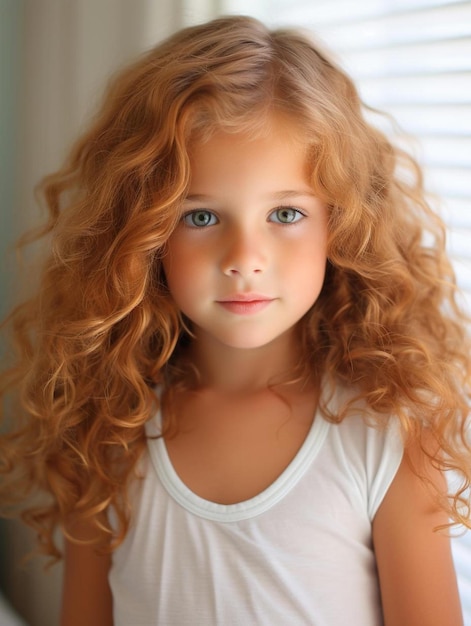 Photo portrait photo of swiss child female curly hair