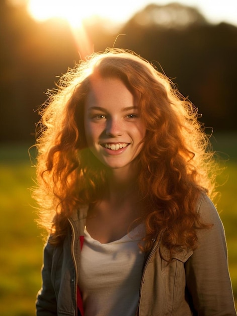 Portrait photo of swiss teenage female curly hair