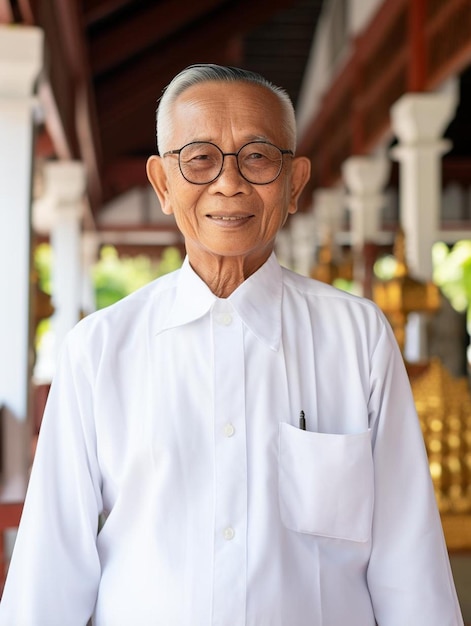 Portrait photo of thai senior adult male wavy hair