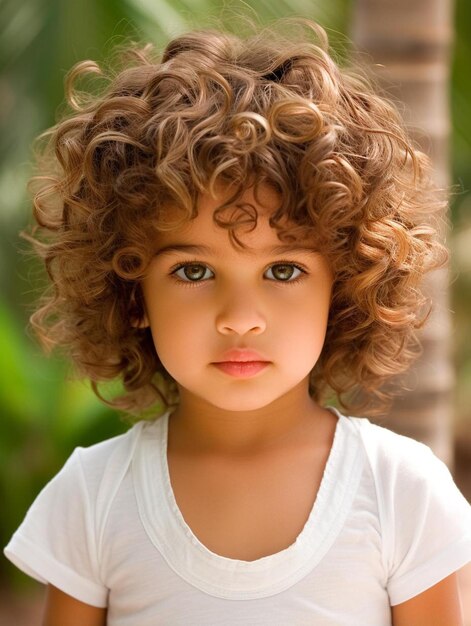 Portrait photo of thai toddler male wavy hair smiling