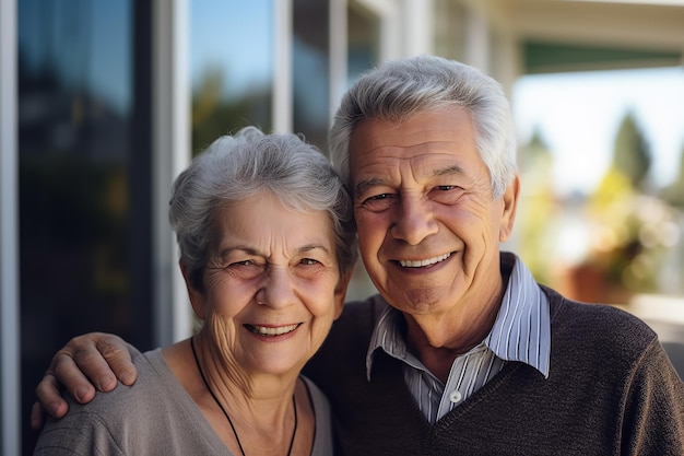 портретная фотография счастливой пары пожилых граждан