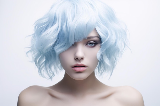 Portrait photoshoot high fashion swedish russian beauty girl with coloured hair