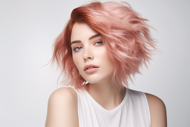 Foto foto ritratto di alta moda svedese bellezza russa ragazza con i capelli colorati