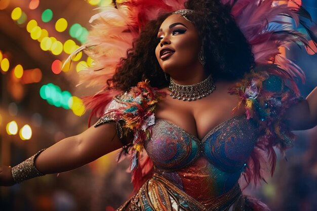 Portrait of a plus size Brazilian woman dancer carnival