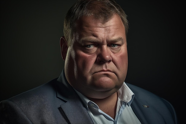 A portrait of plussize manager businessman in formal clothes in a studio setting