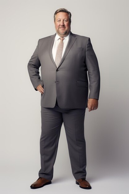 Photo a portrait of plussize manager businessman in formal clothes in a studio setting