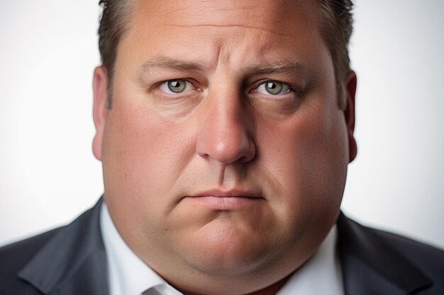 A portrait of plussize manager businessman in formal clothes in a studio setting