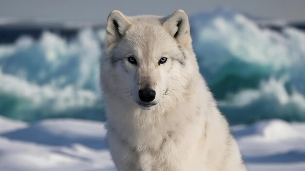 Portrait of polar wolf handsome young male