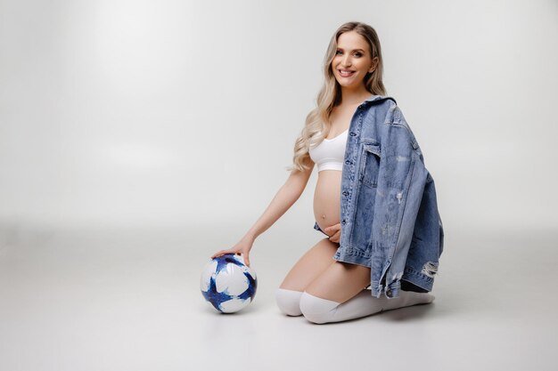 portrait of a pregnant woman pregnant woman on white background