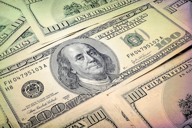 Портрет президента Бенджамина Франклина Сто долларов США фон долларов США