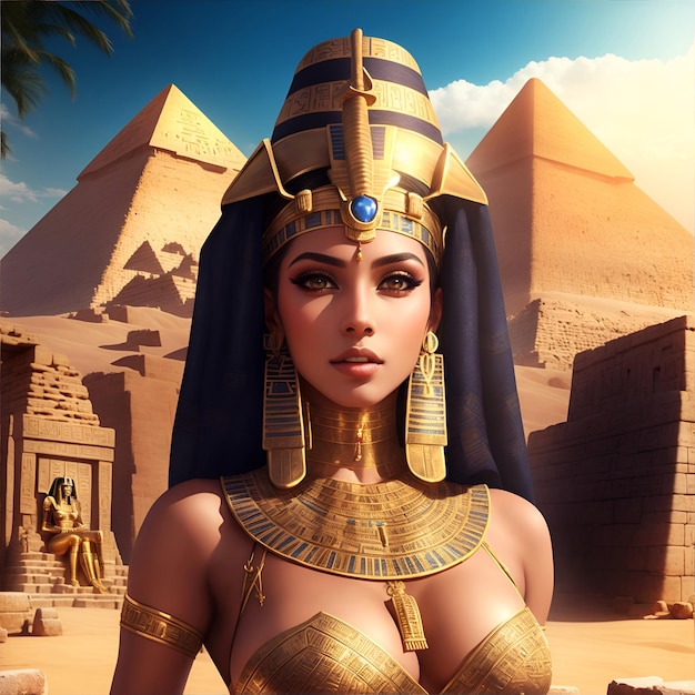 古代エジプトの美しい女神の肖像画